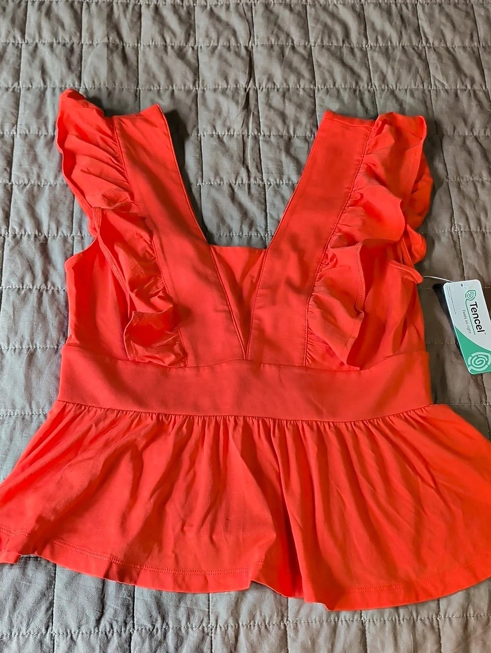 Tencel Ruffle Top in Orange NWT S